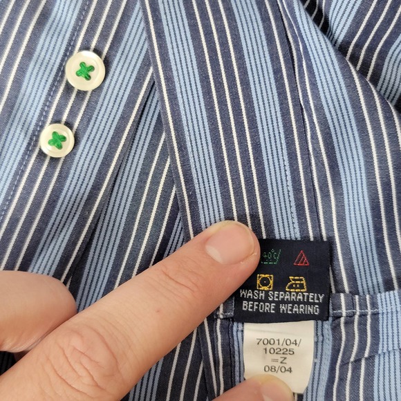EUC Tommy Hilfiger Y2K TLC Lifetime Vertical Striped Blue Button Down Shirt XL - Picture 4 of 7